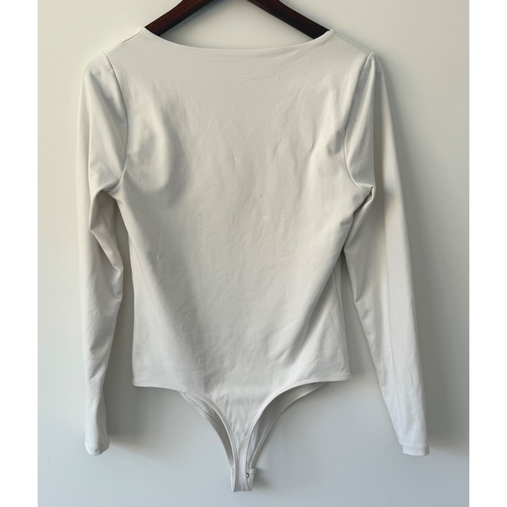 Abercrombie & Fitch Soft Bodysuit White Square Neck Long Sleeve Women's‎ Size M - Picture 5 of 9
